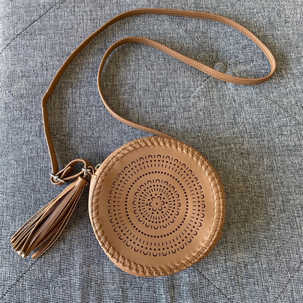 Art Class Brown Crossbody Small Purse Long Strap Tassel